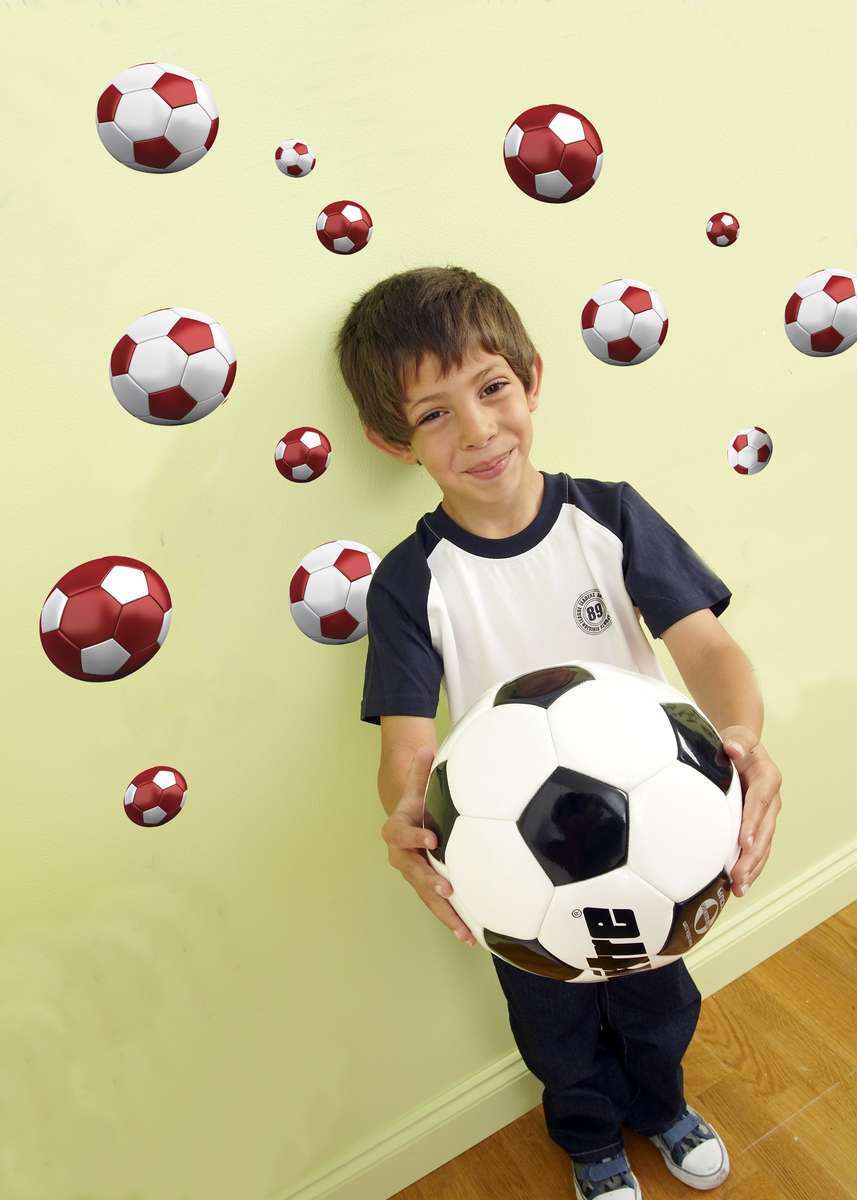 Funtosee Wall Decals Red Soccer