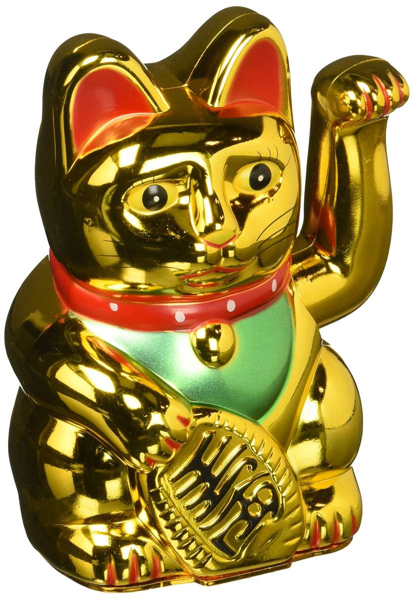 Happy Sales HSFC-WCG01 Battery Operated Maneki Neko Lucky Fortune Gold Cat Wa...