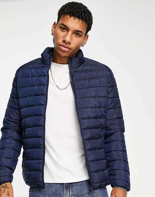 Mens Navy Blue Puffer Jacket. - Size Medium