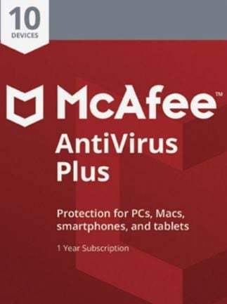 McAfee AntiVirus Plus (10 Devices, 1 Year) - PC, Android, Mac, iOS - Key SA / Global Use
