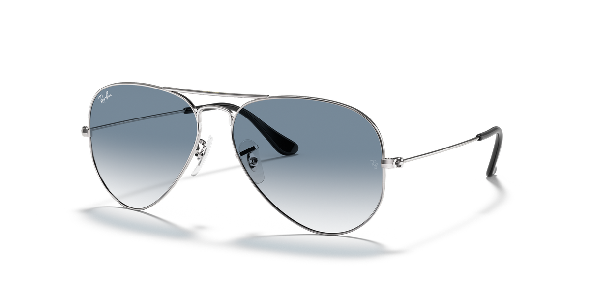 Ray-Ban Aviator Large Metal Silver RB3025 Light Blue Gradient Sunglasses RayBan
