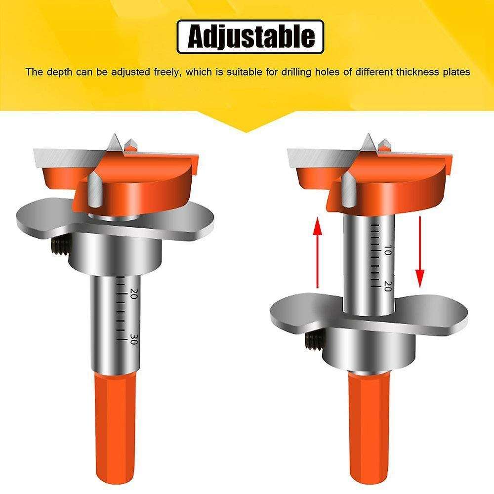 Hinge Jig Drill Guide Set, Hex Handle Adjustable 35mm Forstner Bit