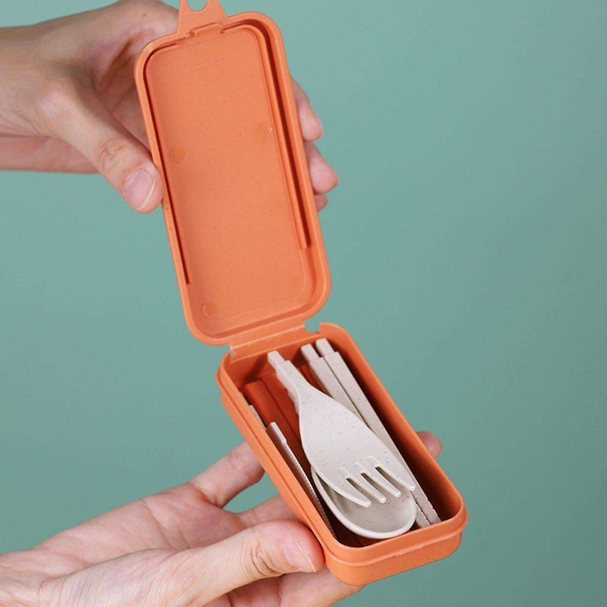 Combination Portable Outdoor Travel Tableware Student Set Gold