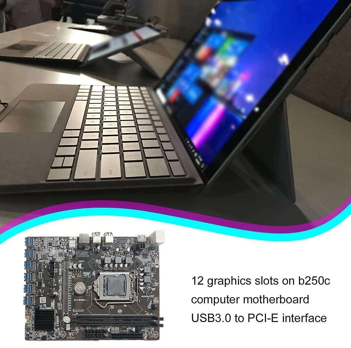 B250c Btc Mining Motherboard with G3900 Cpu+ Ssd for Btc Miner Mining