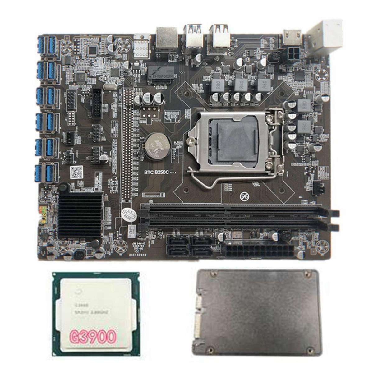 B250c Btc Mining Motherboard with G3900 Cpu+ Ssd for Btc Miner Mining