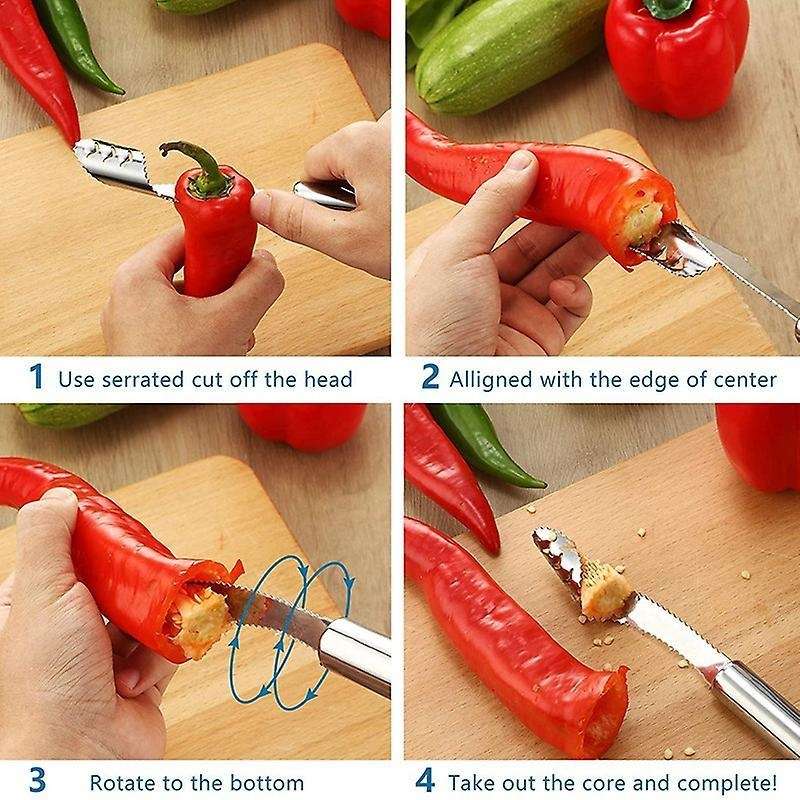 4pcs Jalapeno Pepper Corer, Core Deseeder for Chilis,bell Peppers