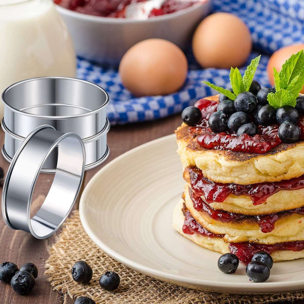 Double Rolled Tart Rings Round Muffin Rings Metal Crumpet Rings Molds