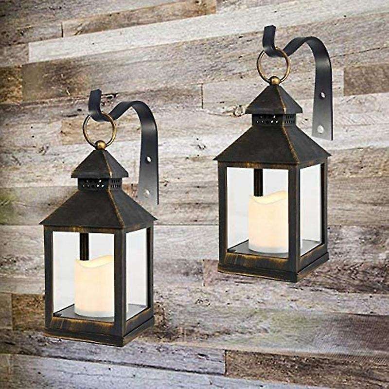 2 Sets Iron Wall Hooks for Lanterns, Outdoors, Gardens, Bird Feeders