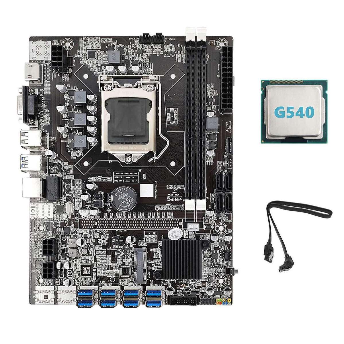 B75 Eth Mining Motherboard 8xpcie Usb Adapter+g540 Cpu+sata Cable