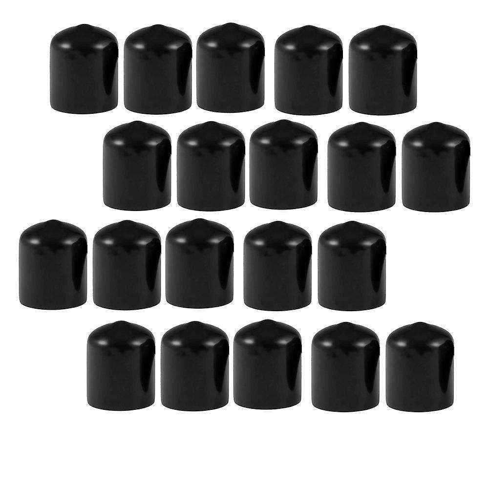 20pcs Rubber End Caps 19mm Id Pvc Round Tube Bolt Cap Cover Black
