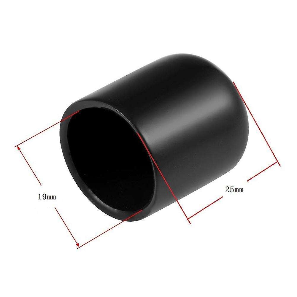 20pcs Rubber End Caps 19mm Id Pvc Round Tube Bolt Cap Cover Black