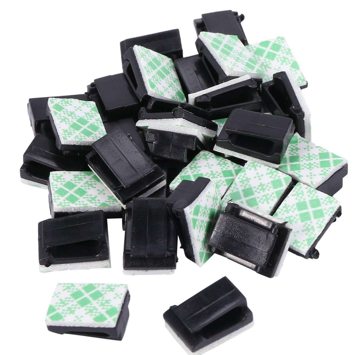 30x Cable Holder Cable Clip Cable Clamp Self-adhesive Black