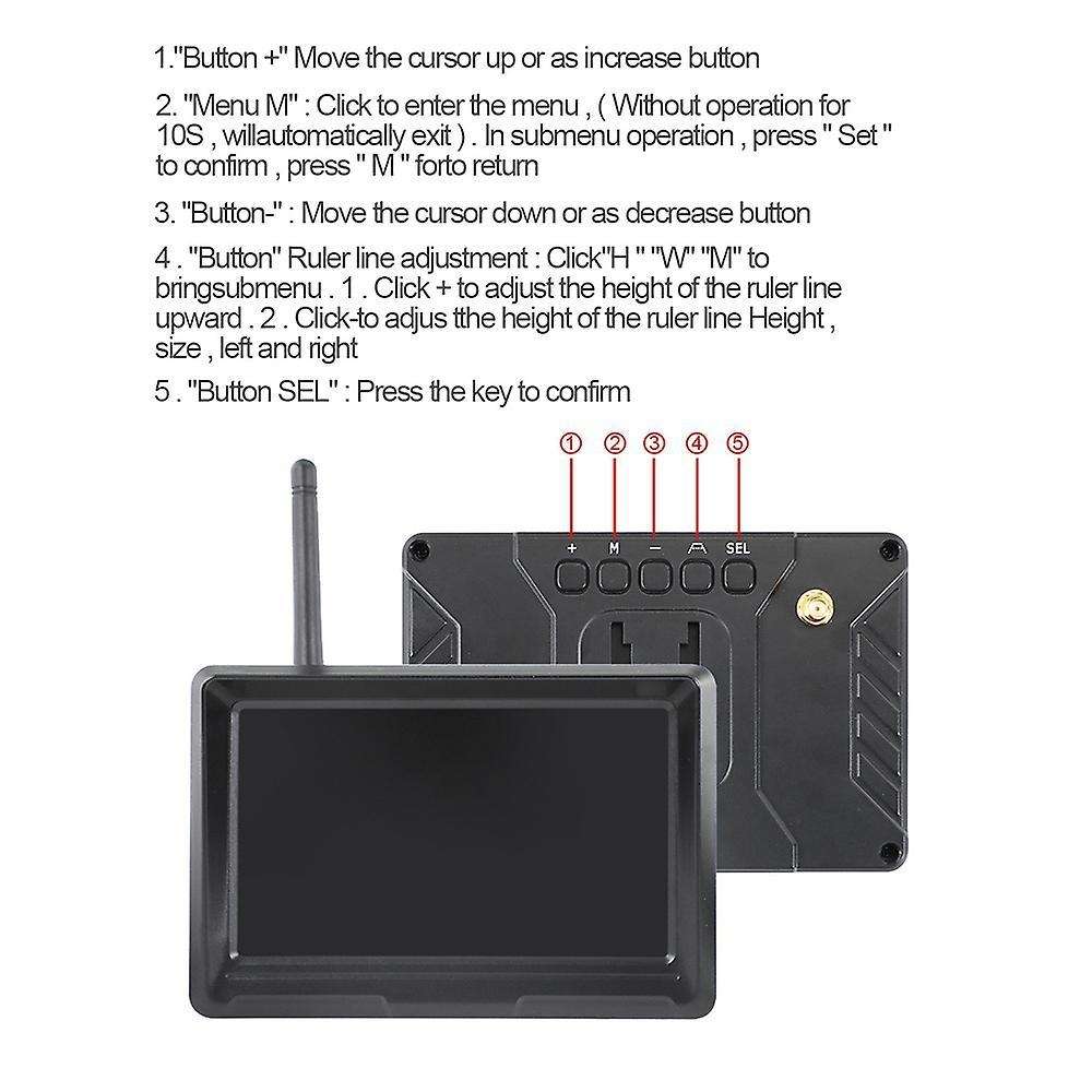 5 Inch 2.4g Wireless Signal Reversing Image for Car Trucks Bus