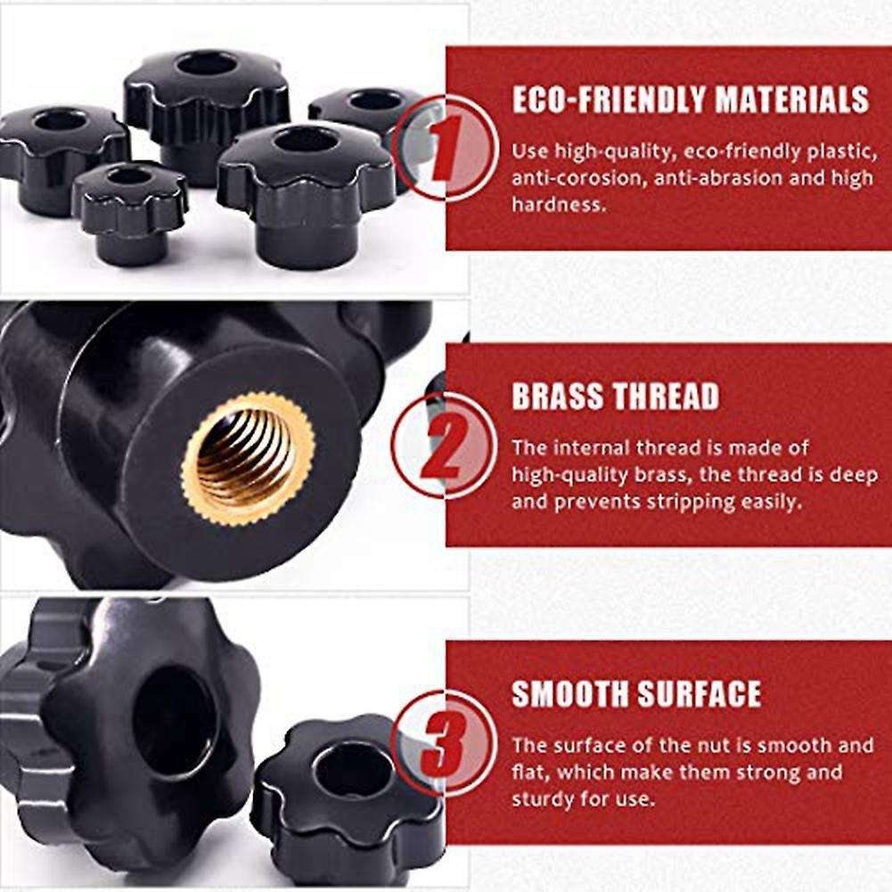 M6 Plastic Screw On Type Knurled Clamping Nuts Knob(10 Pcs)