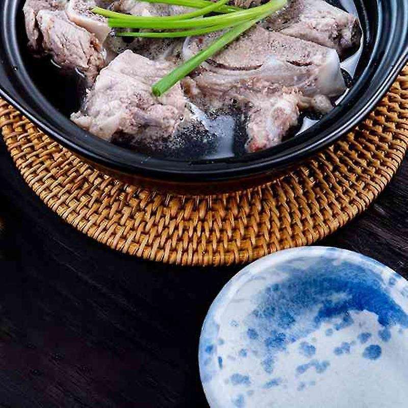 Round Braided Rattan Tablemats Rattan Coasters Natural Heat Resistant