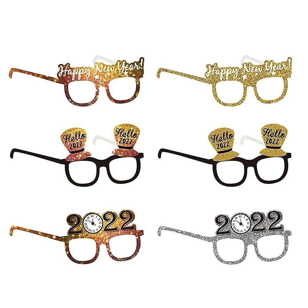 6pcs Happy New Year Star Hat Glitter Glasses Photo Props Eyeglasses