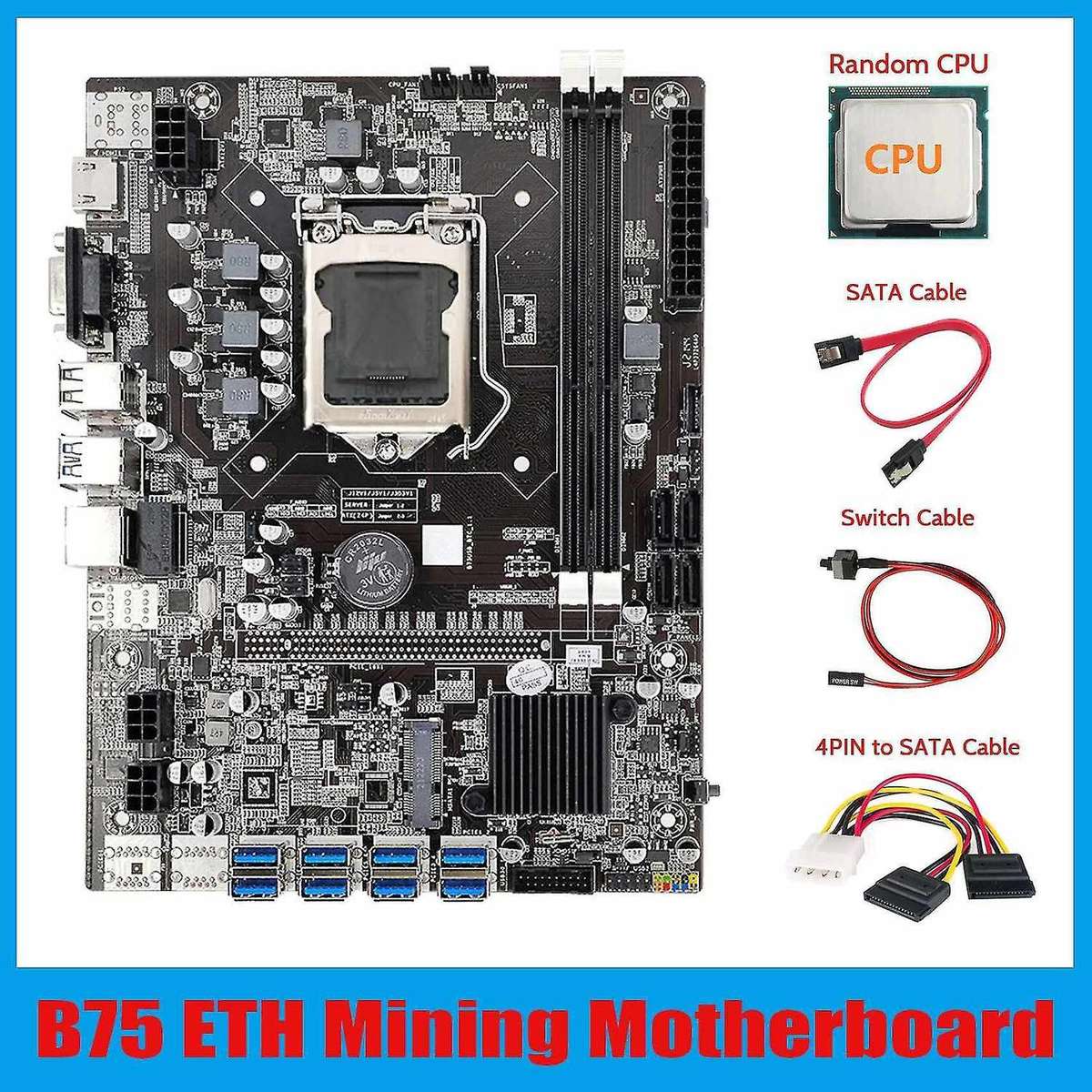 Motherboard 8xpcie to Usb+cpu+4pin to Sata Cable+cable+switch Cable