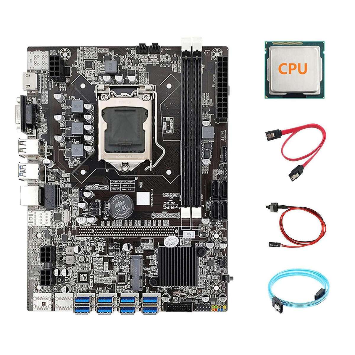 B75 Eth Mining Motherboard 8xpcie to Usb+cpu+sata3.0 Serial Cable