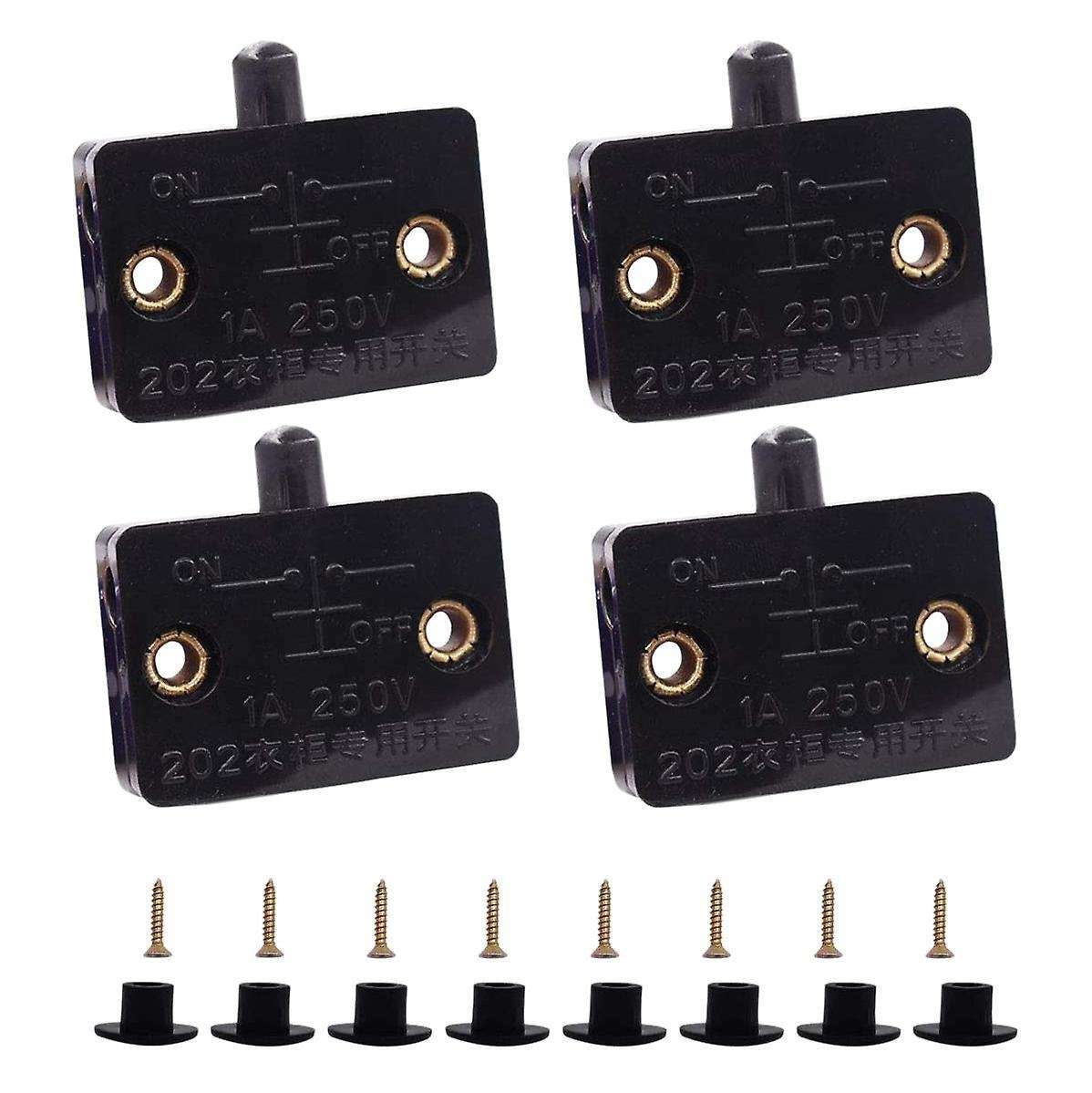 4 Pcs Cabinet Door Lamp Switch Applicable to 12v 24v 110v Black