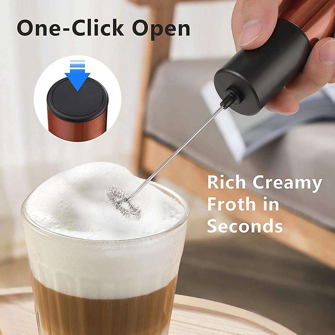 Copper Milk Frother, Handheld Battery Operated Whisk