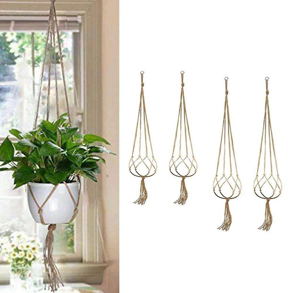 4pcs Hemp Rope Plant Holders Hanging Decor Home Garden Supplies