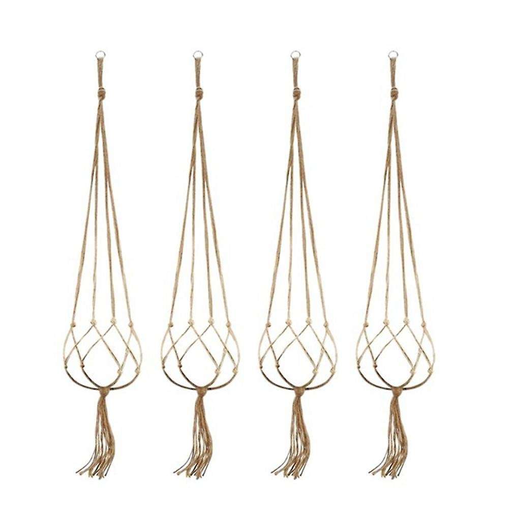 4pcs Hemp Rope Plant Holders Hanging Decor Home Garden Supplies