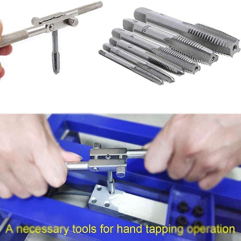 7pcs 7.7inch T-handle Ratchet Tap Holder Wrench Metric Plug Tap