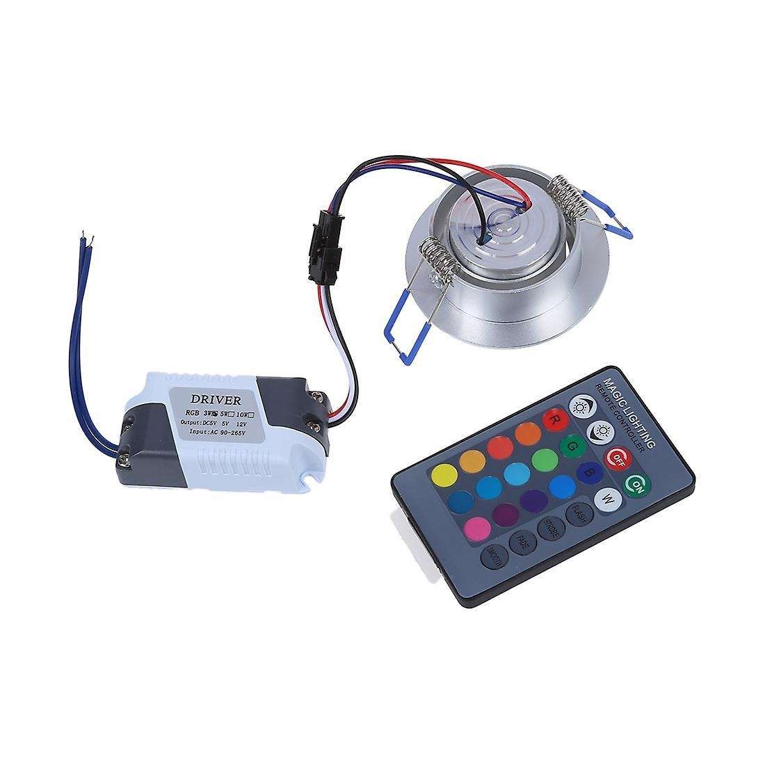 3w Rgb Led Ceiling Light Bulb Fixture Lamp + Driver + 24 Key 16 Color Remote