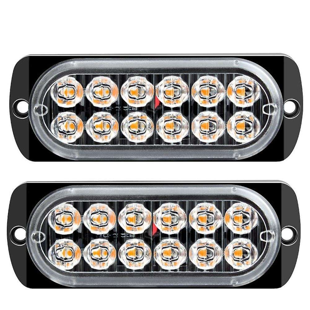 2pcs Led Strobe Warning Light Strobe Grille Flashing Amber Yellow