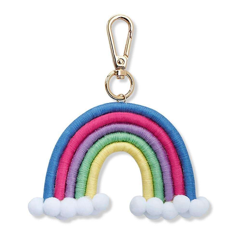 Macrame Rainbow Keyring, Handwoven Keychain, for Car Handbag Purse, B