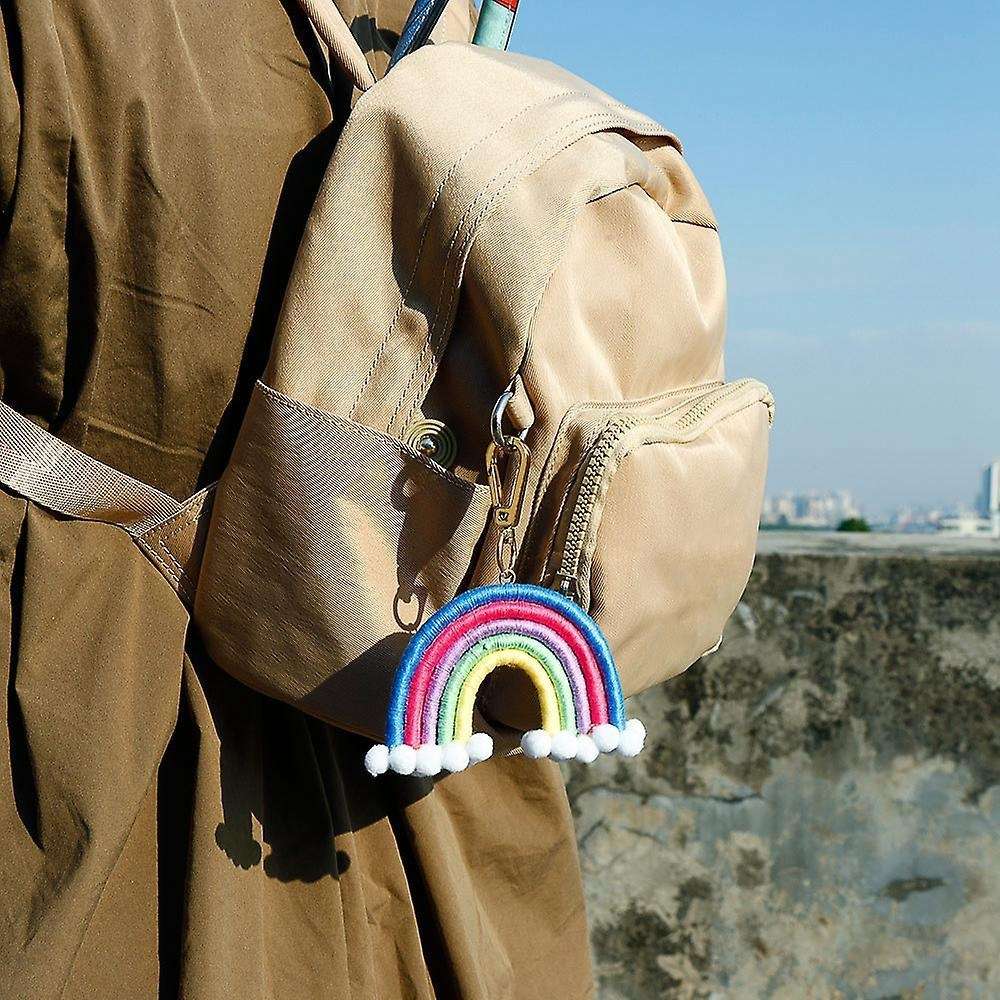 Macrame Rainbow Keyring, Handwoven Keychain, for Car Handbag Purse, B