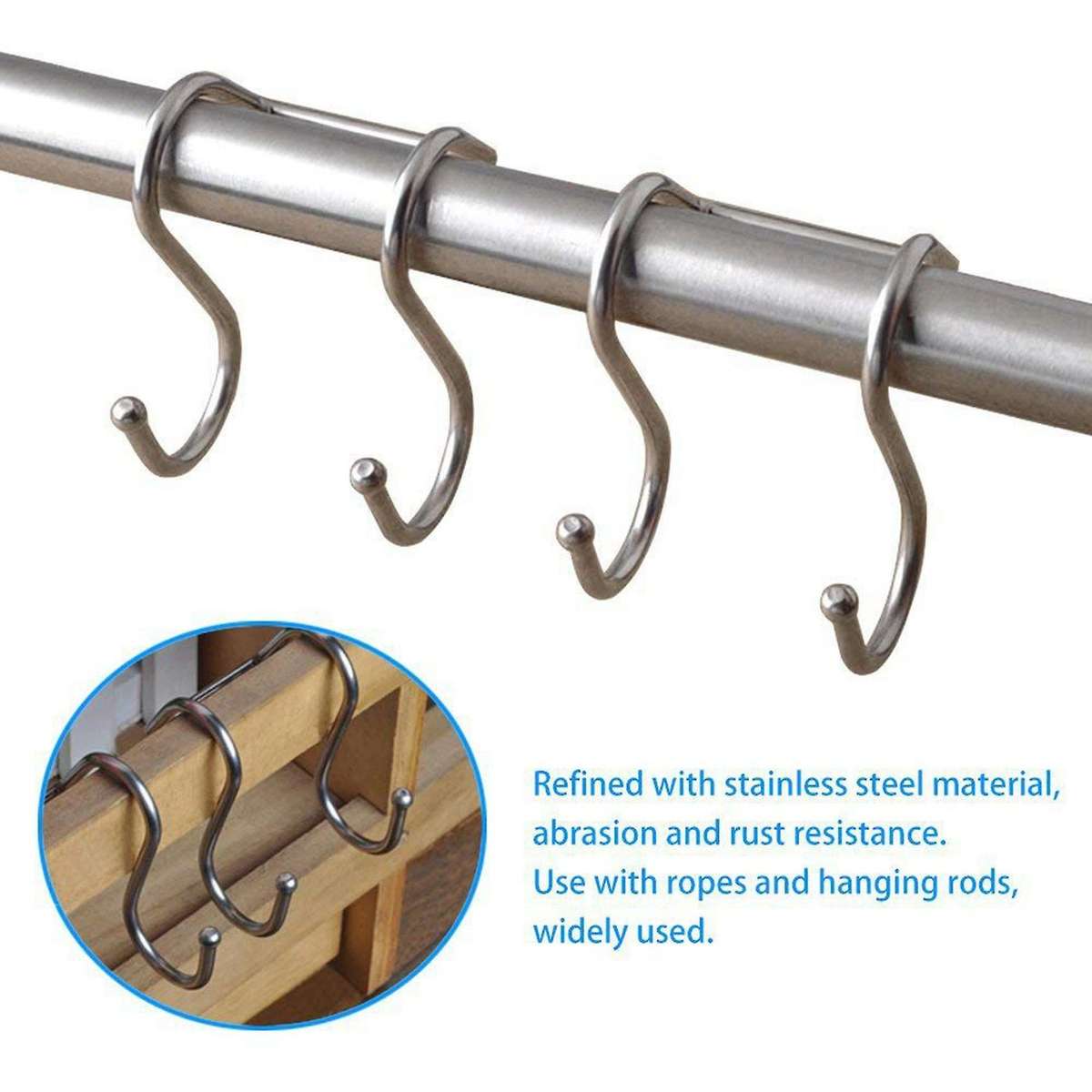 Premium 6 Pack Dual S Shaped Hooks Stainless Steel Hanger (6 Pack)