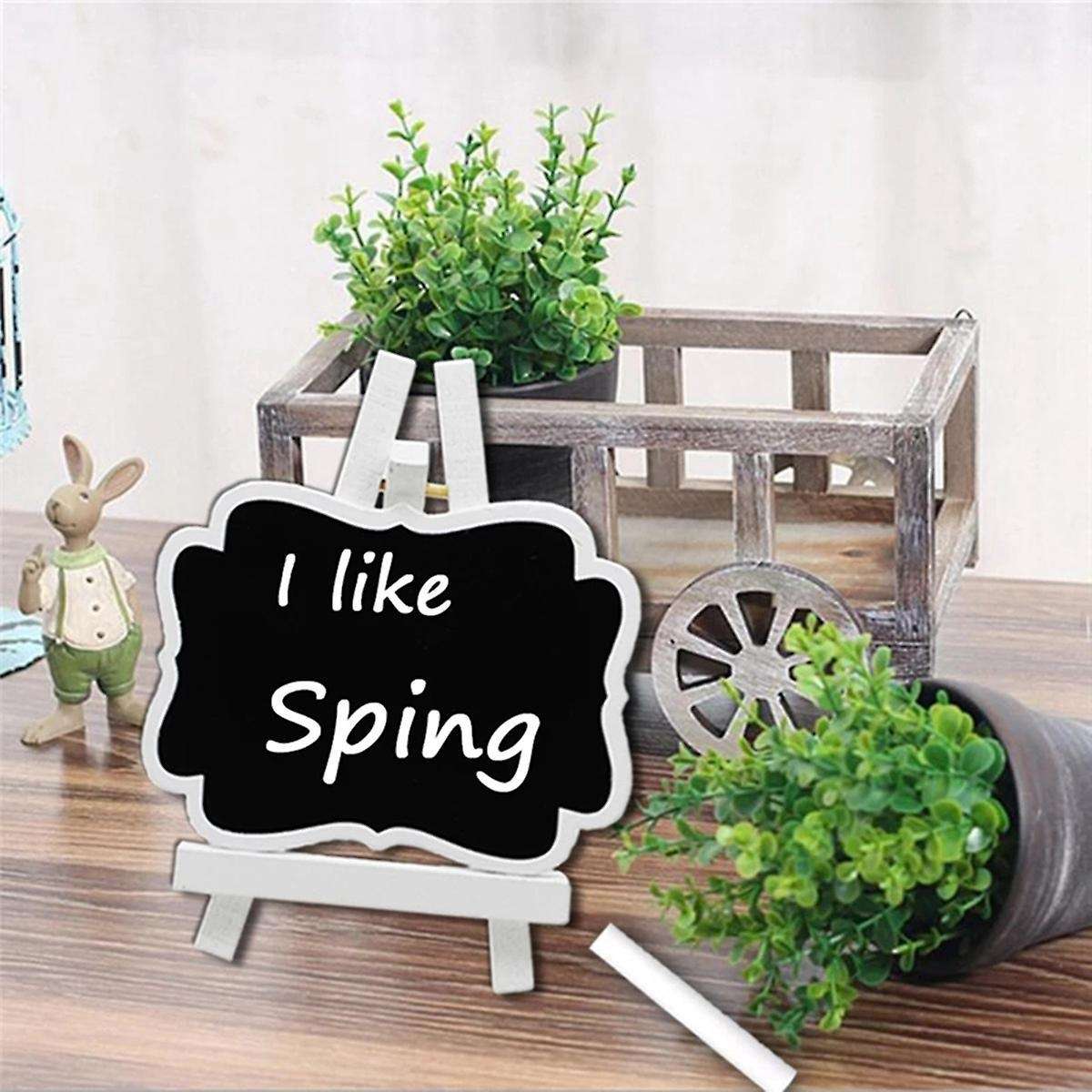 10pcs Wooden Clover Easel Blackboard Hollowed Carvings Ornaments