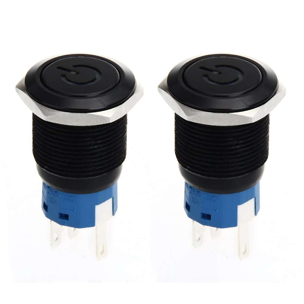 Led Push Button Push Button Switch 12v 19mm Self-locking Switch Black