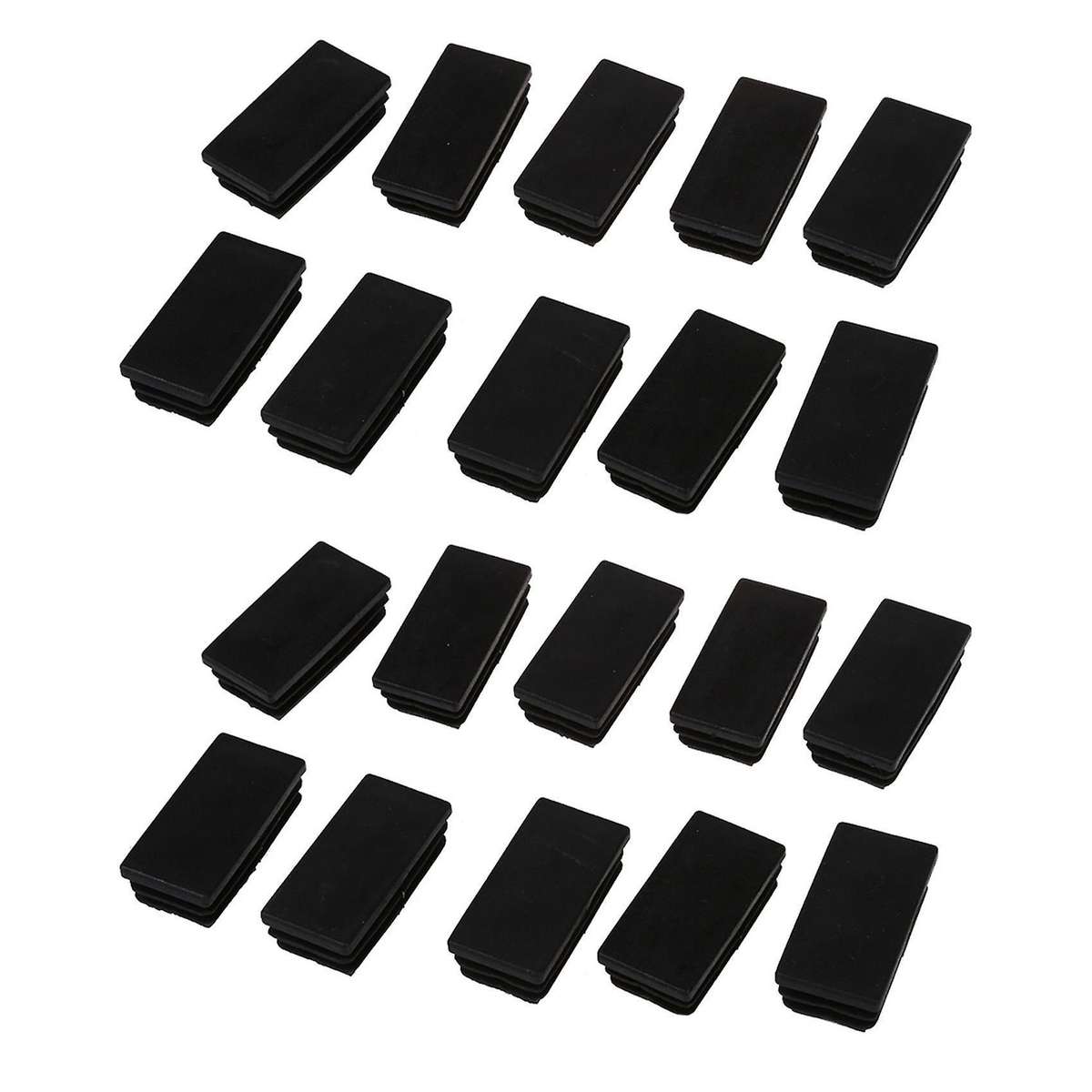 Plastic Rectangle Tube Inserts End Blanking Cap 25x50mm 10 Pcs Black