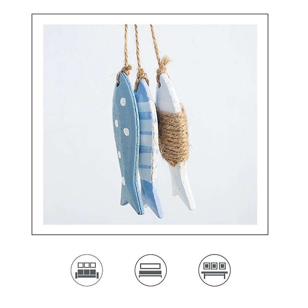 Small Fish String Wooden Fish Sea Pendant for Kindergarten Decoration