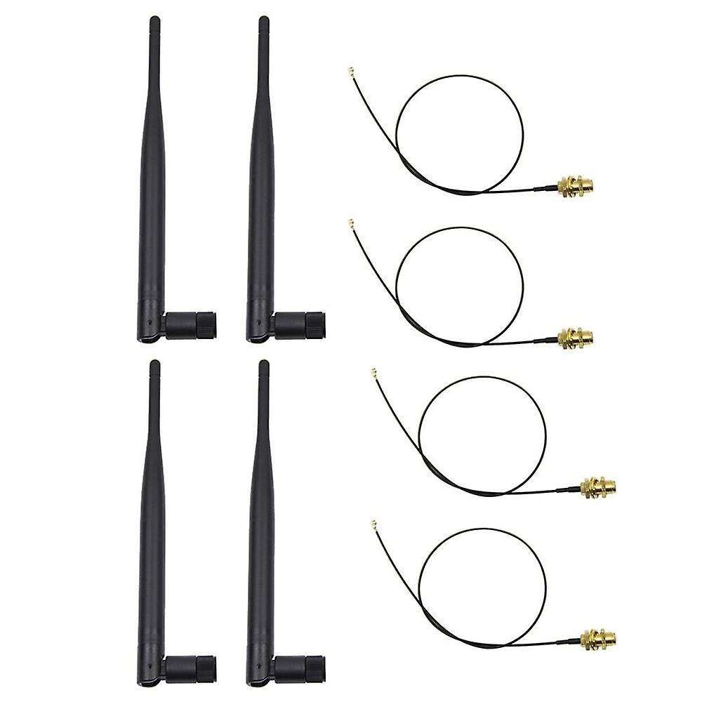 4 X 6dbi 2.4ghz 5ghz Dual Band Wifi Rp-sma Antenna + 4 X 35cm