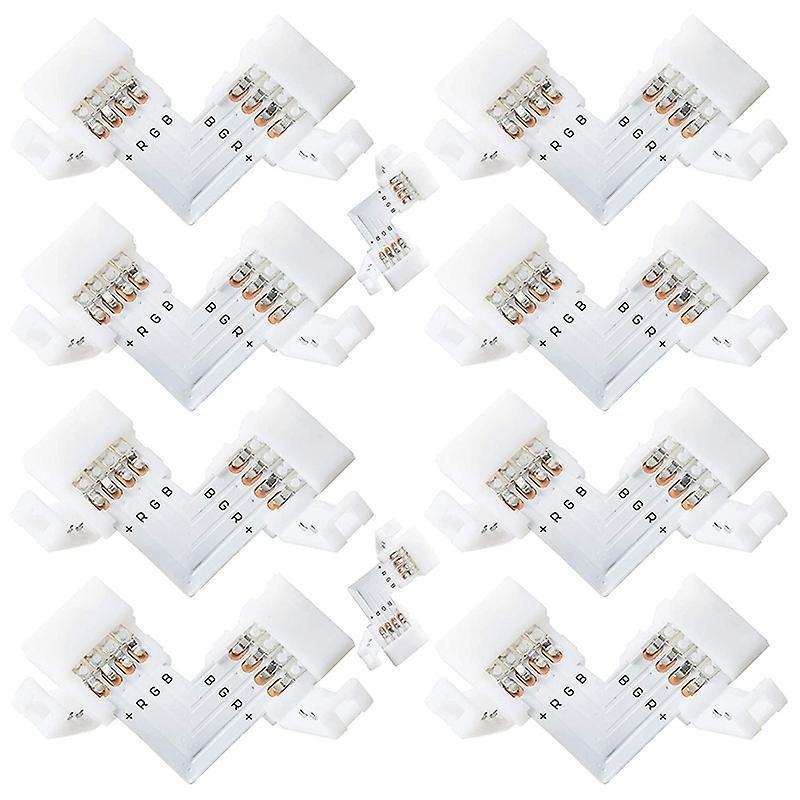 L Shape 4-pin Led Connectors 10pack 10mm Wide Solderless Connector