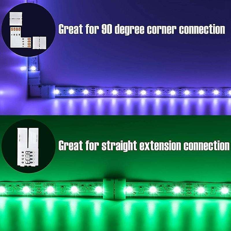 L Shape 4-pin Led Connectors 10pack 10mm Wide Solderless Connector