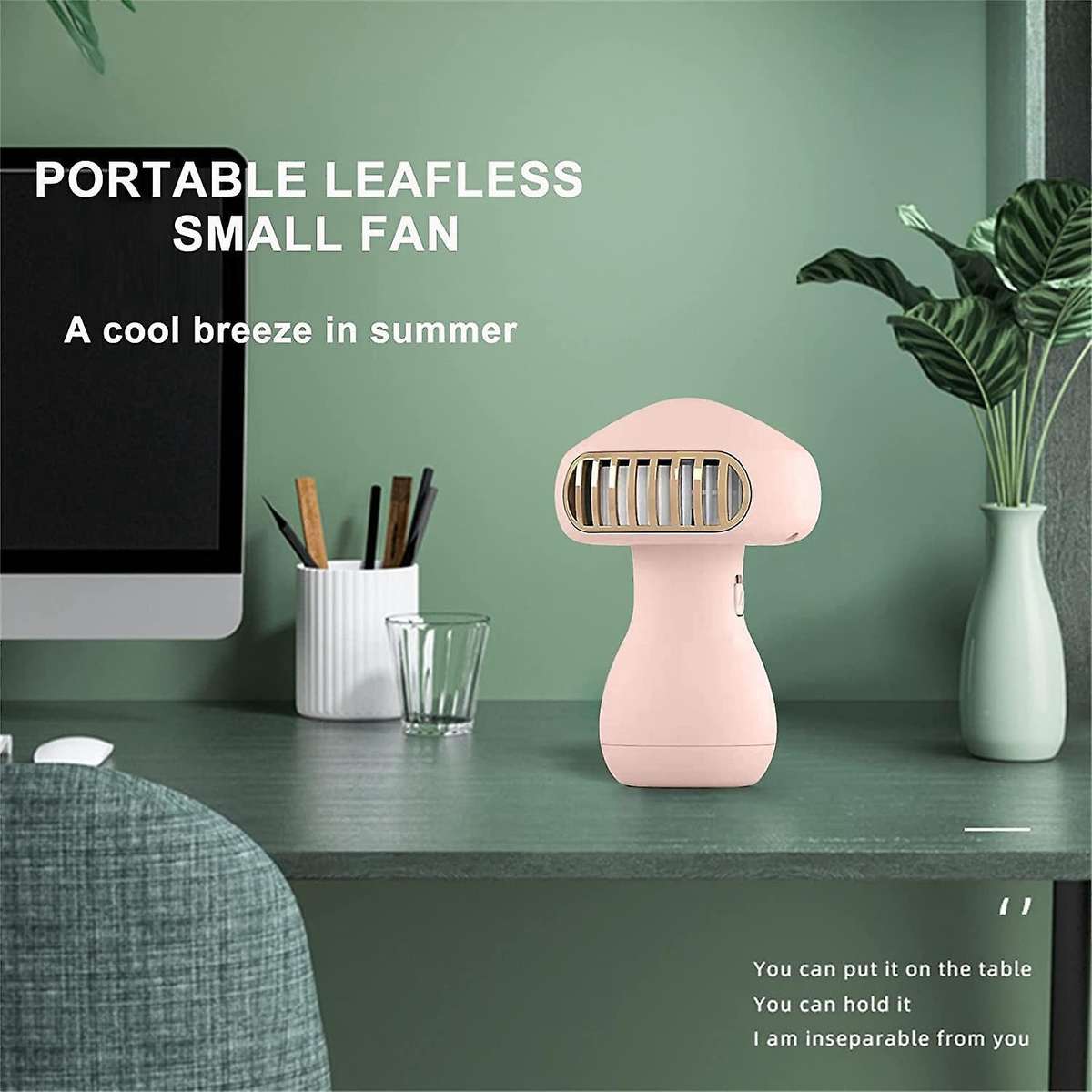 500 Mah Battery Usb Rechargeable Fan for Office Camping Outdoor,pink