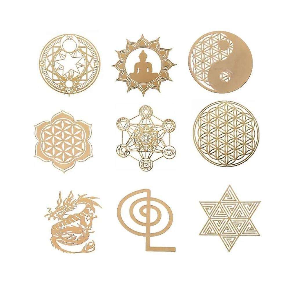9pcs 6.8cm 7 Chakra Copper Energy Tower Sticker Epoxy Resin Material