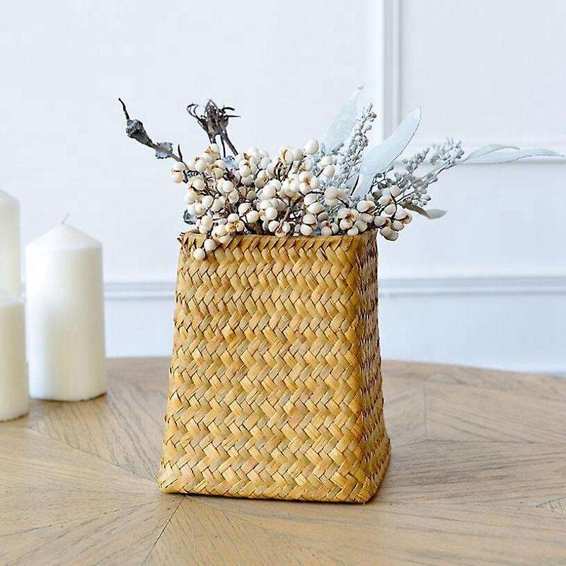 Flower Basket Seagrass Woven Storage Basket for Plants Flower Vase