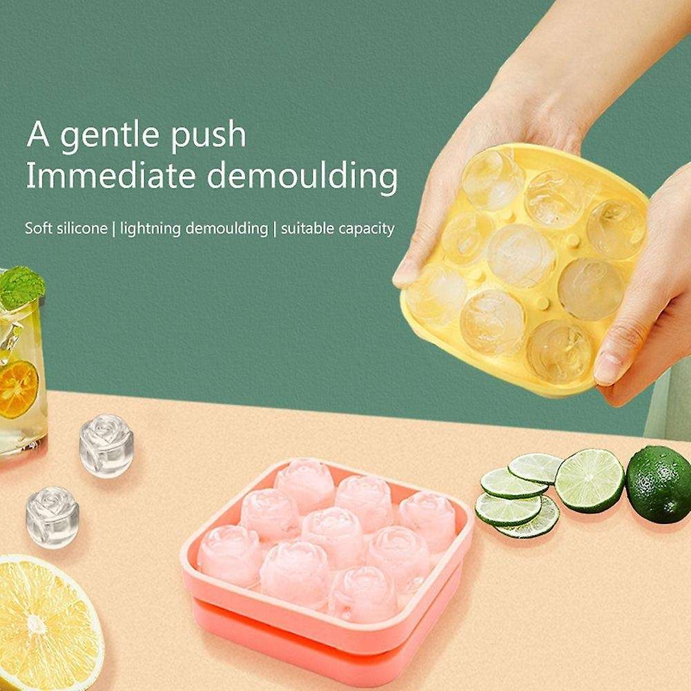 Silicone Molds Ice Tray 9 Grid Rose Ice Molds Diy Ice Cream Moulds -4