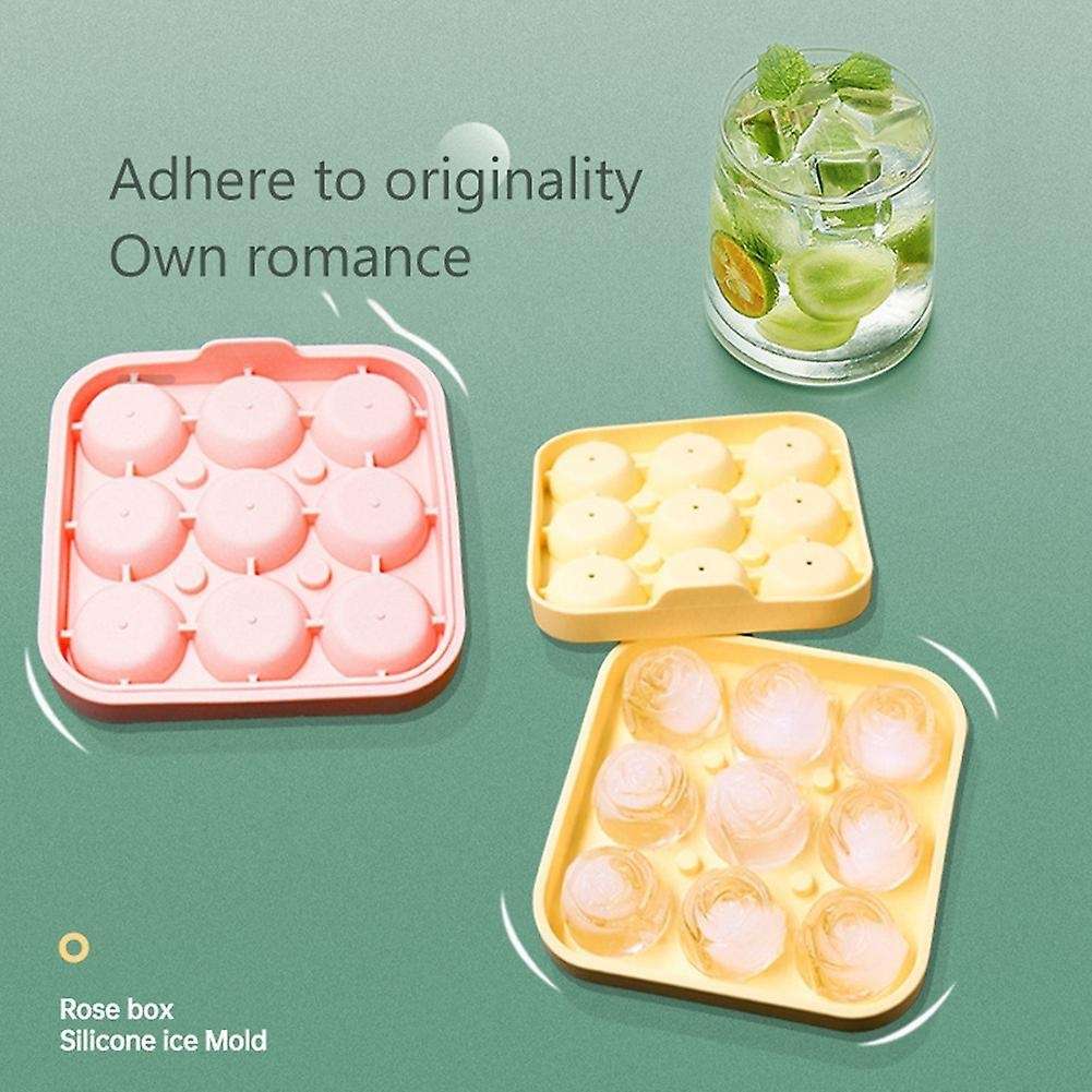 Silicone Molds Ice Tray 9 Grid Rose Ice Molds Diy Ice Cream Moulds -4