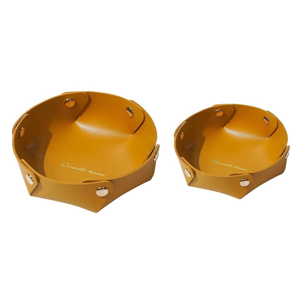 Leather Desktop Storage Box Porch Debris Storage Box Yellow