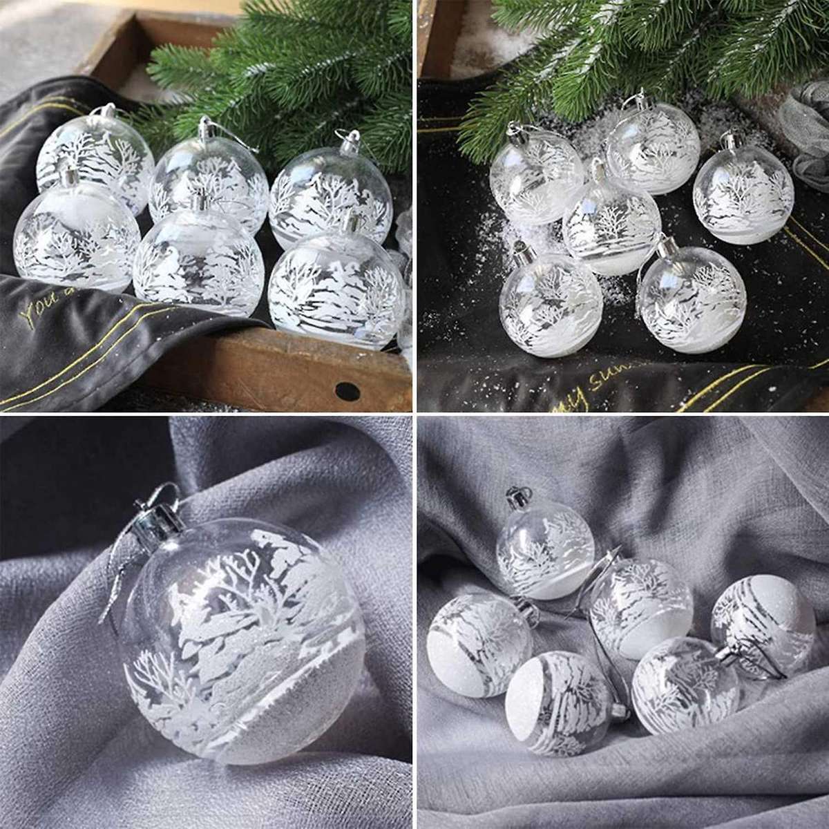 6pcs Christmas Ball for Christmas Tree Decoration Clear Baubles Decor