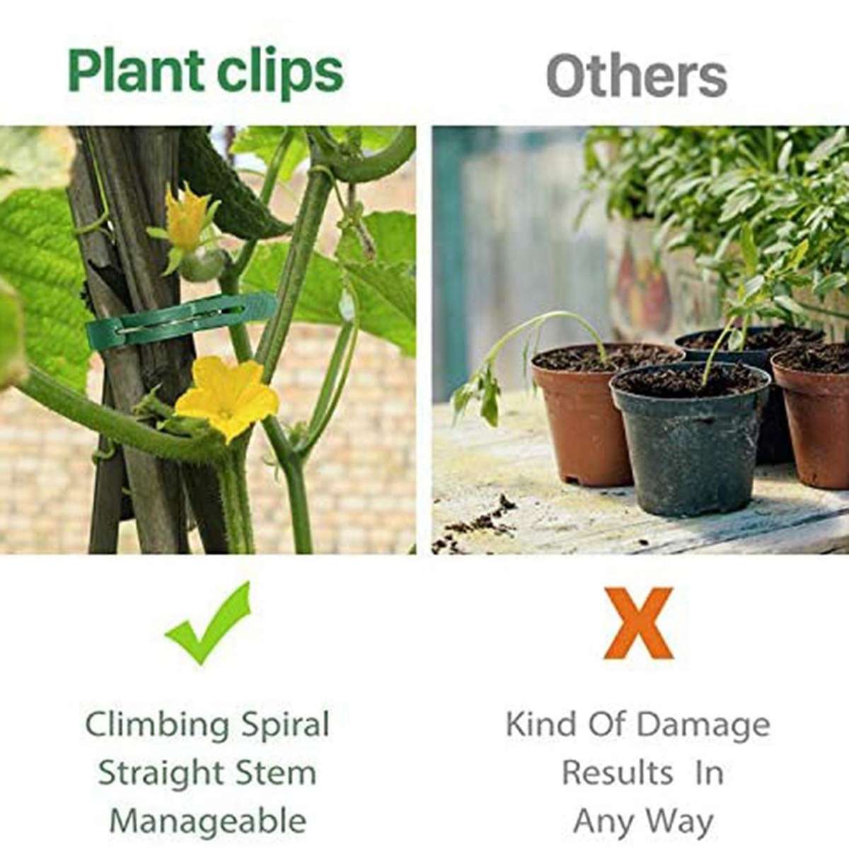 Plant Support Clip Ties for Gardening Gentle Plant & Flower Clamps