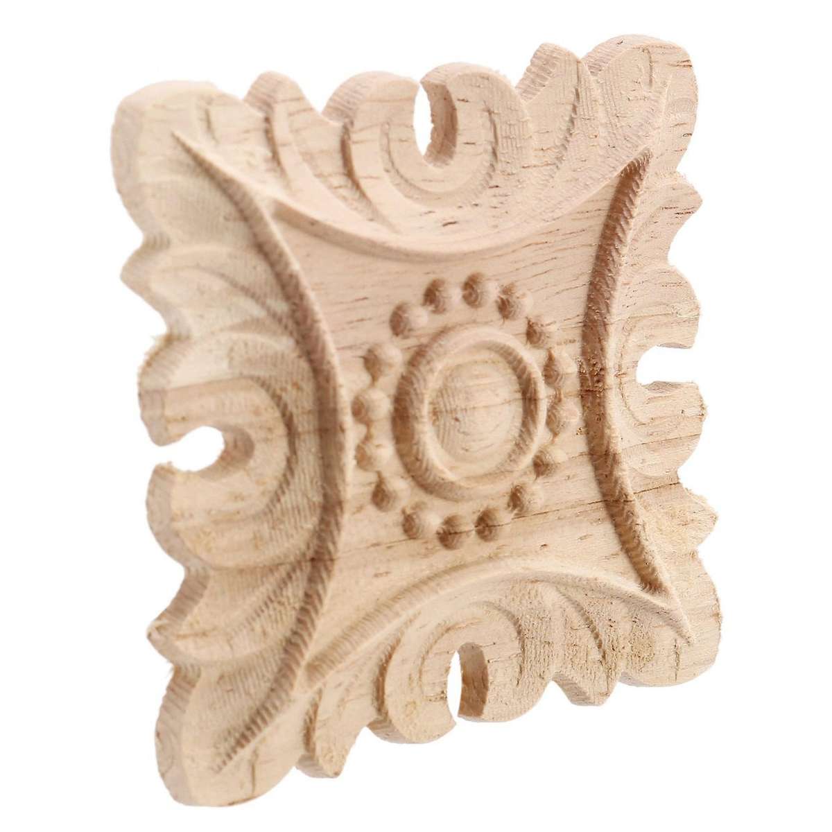 6x Vintage Unpainted Wood Carved Corner Onlay Applique Frame