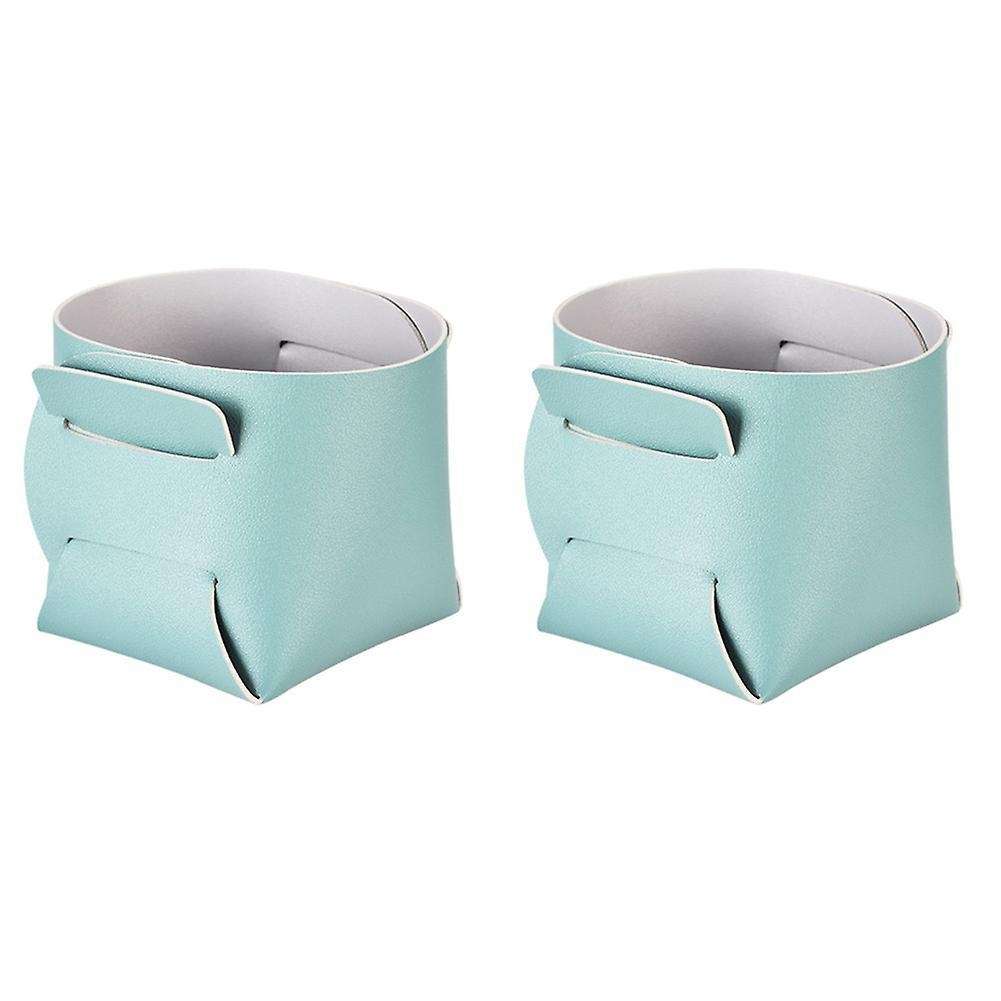 2pcs Leather Porch Key Storage Box Jewelry Brush Storage Basket,a