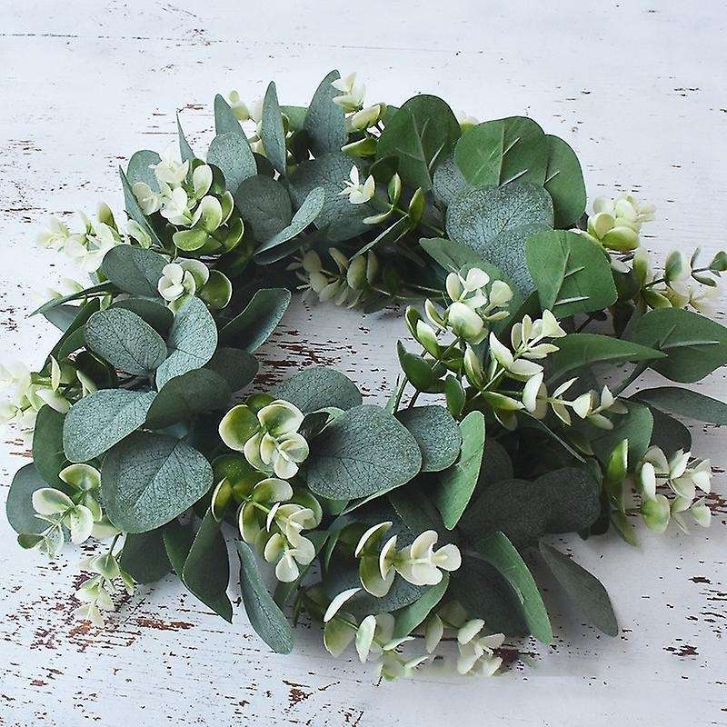 12.9inch Artificial Green Leaves Wreath for Wall Window Wedding Decor
